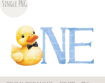 Duck First Birthday PNG, Yellow Rubber Duck Clipart, Baby Party Sublimation Design, Toddler 1st Birthday Printable