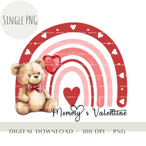 Design de sublimação de dia dos namorados para crianças PNG, design de camisa de cartão infantil PNG de balão de coração de urso de dia dos namorados da mamãe, download para impressão de dia dos namorados