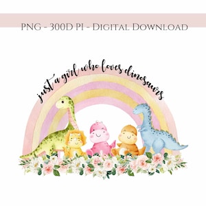 Baby Dinosaurussen PNG, Kids Dieren Sublimatie, Tyrannosaurus Clipart, Dino Verjaardag Decor, Gewoon een meisje dat houdt van dinosaurussen, Download Bestanden