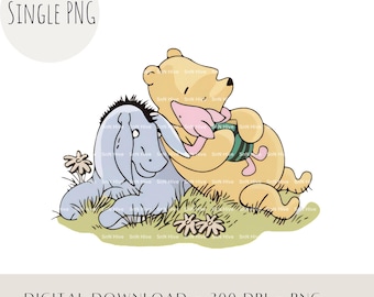 Storybook Pooh PNG Sublimation, Classic Bear Hunny Clipart, Baby Shower Birthday Nursery Sublimation Design Printable