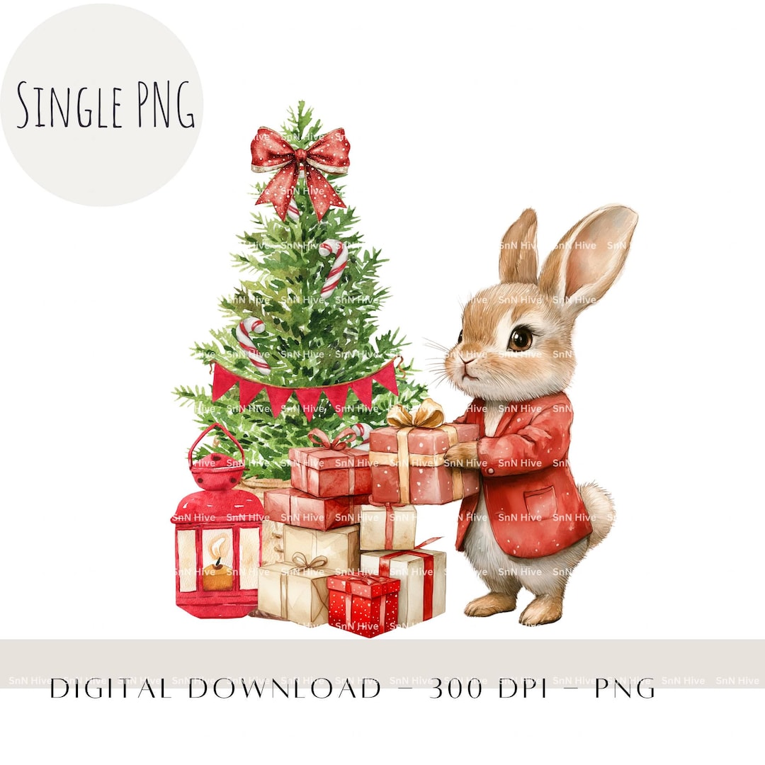 Christmas Red Rabbit Bunny PNG, Kids Sublimation Design, 1st Christmas ...