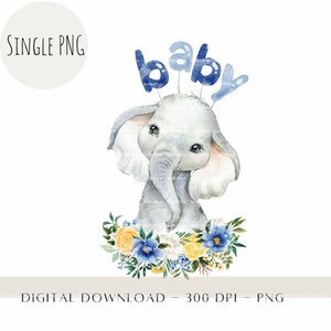 Es un niño PNG, bebé elefante con globos azules, diseño de sublimación para niños, nuevo bebé, baby shower PNG, baby boy clip art, revelación de género PNG