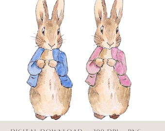 Flopsy Bunny PNG, Peter Rabbit Clip Art, Peter Rabbit Sublimation Design, Peter Rabbit Family Clip Art, Bunny Card Design Clip Art, 5 Bundle