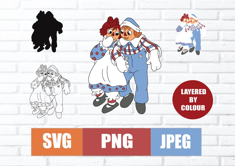 Raggedy Ann and Andy Layered Svg Png Jpeg Sublimation - Etsy Finland