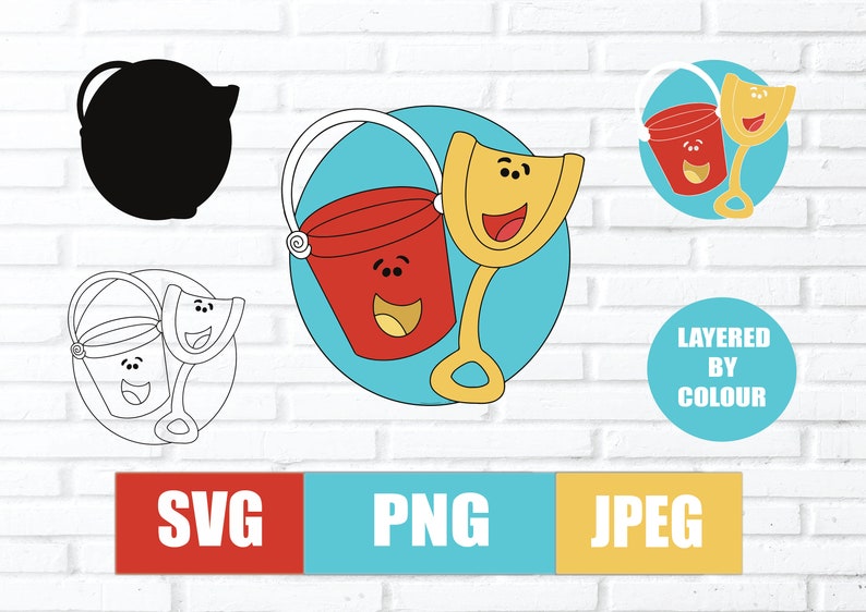 Blues Clues Bucket and Spade Layered Svg Png Jpeg Etsy Ireland