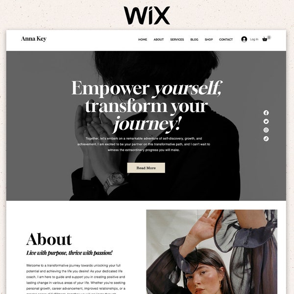 Modèle Wix Life Coach, Modèle Wix, Conception de sites Web Wix coach, Site Web de gestionnaire de marque, Modèle de site Web Wix