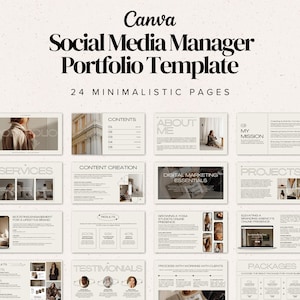 Portfoliomall för minimalistisk social media manager: Canva (digital nedladdning)