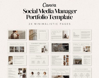 Minimalist Social Media Manager Portfolio Template: Canva (Digital Download)