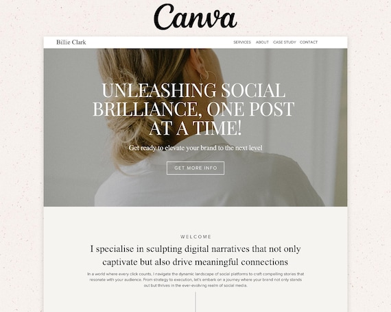 Minimalist Canva Website Template: One-Page Design (Digital Download)