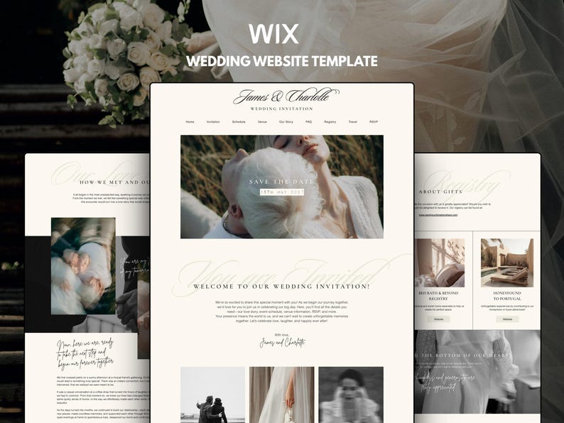 Wix Wedding RSVP Website Template, Wedding invitation website image 1