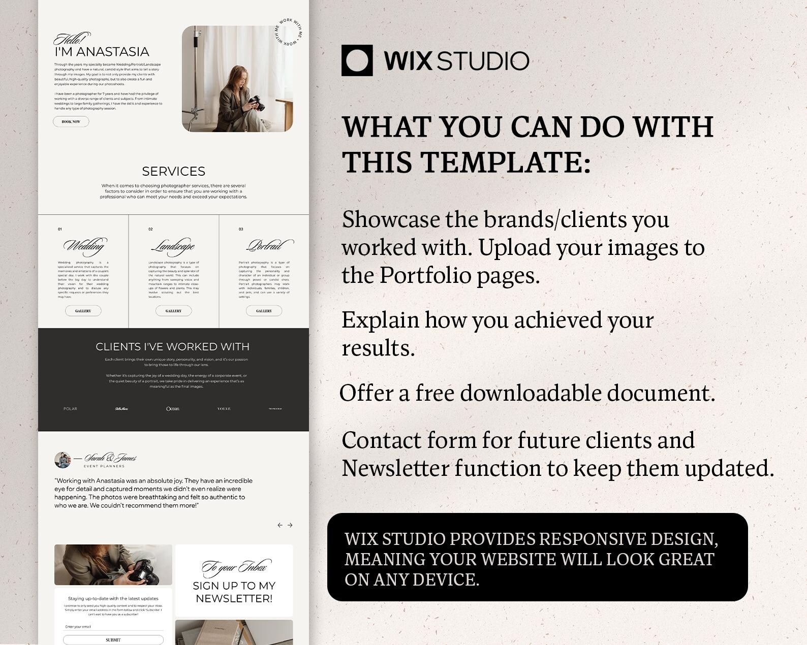 Wix Studio Photographer Landing Page Template - Etsy