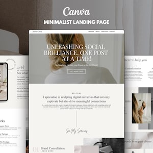 Minimalist Canva Website Template: One-Page Design (Digital Download) image 1