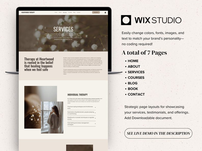 Wix Studio website-sjabloon: Therapeut, psycholoog, counselor afbeelding 4