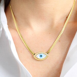 Collar Ojo Turco dorado con mensaje Plata de Ley Collares dorados Plata de Ley