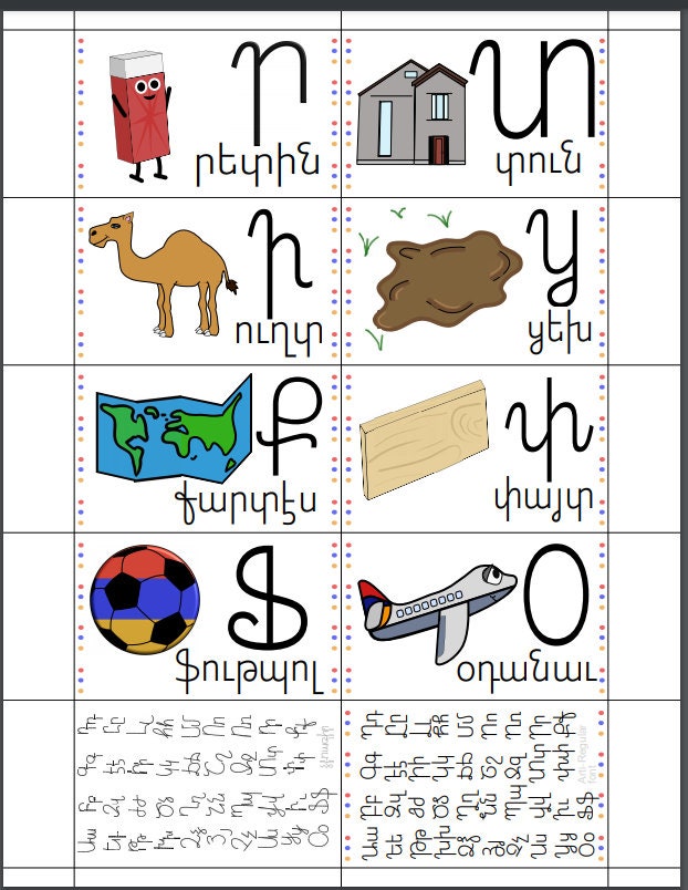 Western Armenian Alphabet Flash Cards DIGITAL (Instant Download) 