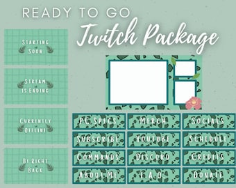 Sött Frömonster Stream-paket | Grönt | Växter | Gräs | Paneler | Överlägg | Streamgrafik | Twitch |