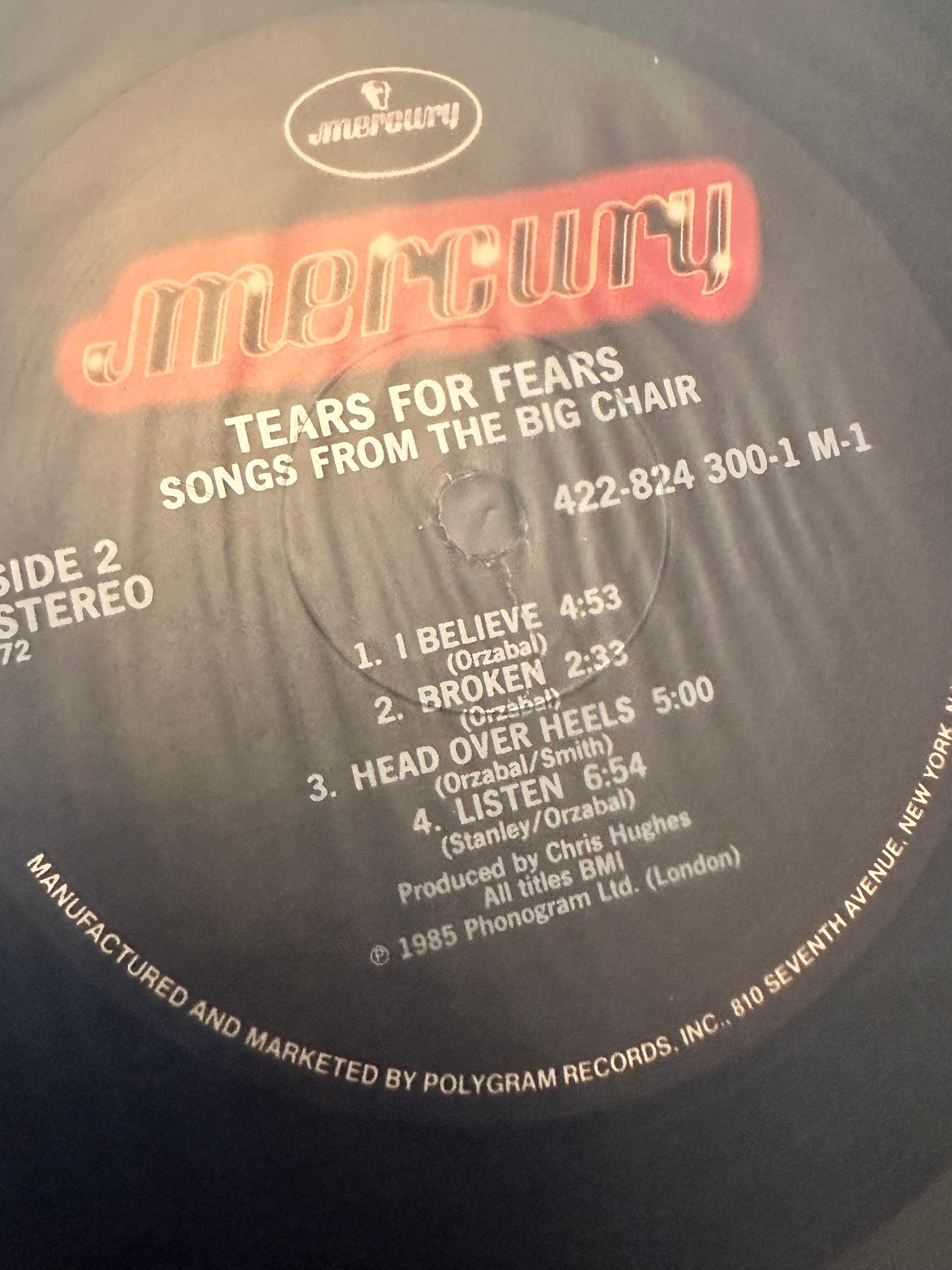 Tears for Fears 1985 Songs From the Big Chair Mercury 422-824 300