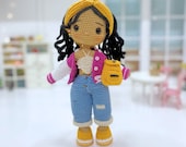 Amigurumi doll pattern Camellia doll, crochet girl doll pattern, pdf pattern in English (US term).