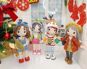 BUNDLE OF 4 crochet doll, 4 seasons doll, crochet girl doll pattern, pdf pattern in English (US term).