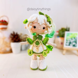 Amigurumi Nahida chibi doll, amigurumi doll PDF pattern in English (US term)