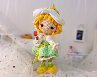 Amigurumi Dutch girl, crochet Mint sweet doll, crochet fruit doll pattern PDF in English