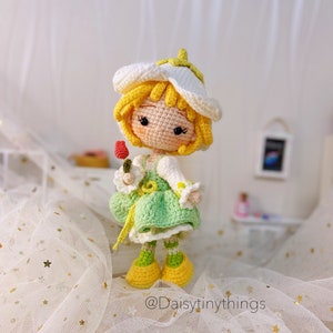 Amigurumi Dutch girl, crochet Mint sweet doll, crochet fruit doll pattern PDF in English