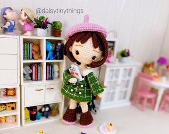 Amigurumi The little girl find happiness, crochet doll PDF in English (US term)