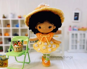 Muñeca Amigurumi Sweet inspirada en naranja, muñeca crochet fruit friends PDF en inglés