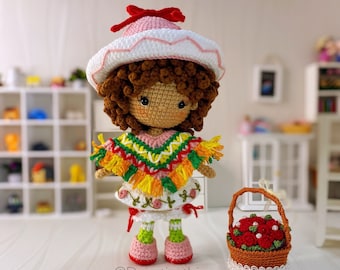 Amigurumi Sweet doll Inspired Cafe Au Lait, Crochet Mexican girl doll, amigurumi doll PDF pattern in English