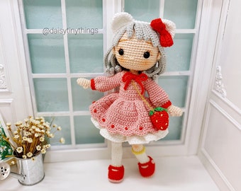 Amigurumi Spring girl doll, Katie doll the mew girl Inspired, crochet cat girl doll doll PDF in English (US term)