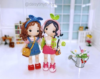 PDF pattern bundle of 2 girl doll, Jenny and Jinny doll pattern (US term)