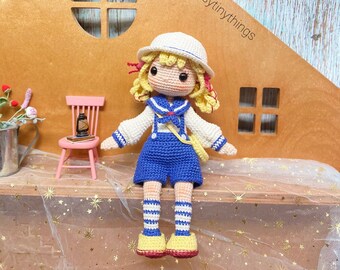 Modèle de poupée Amigurumi Poupée Marina, modèle de poupée fille au crochet, modèle pdf en anglais (terme américain).