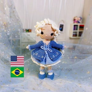 Amigurumi snow doll Inspired, amigurumi doll PDF pattern in English (US term), Português.