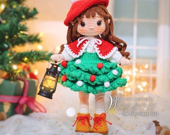 PDF Amigurumi Christmas tree doll Pattern, Christmas tree doll crochet (US Term)