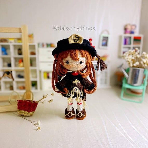 Amigurumi Hutao chibi doll, amigurumi doll PDF pattern in English (US term)