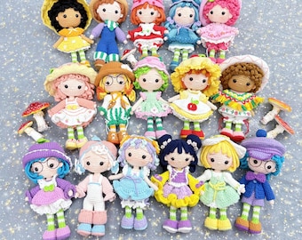 Bundle 16 in 1 Berry Girl & Friends Crochet Pattern PDF, Amigurumi Fruit Dolls, Strawberry Inspired Cute Crochet Pattern in English