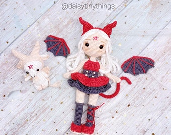 Amigurumi Lucy doll and Baby Baphomet, Halloween doll, Baby Baphomet pdf pattern in English (US term).