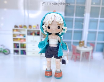 Amigurumi doll pattern for doll, Judy doll, crochet girl doll pattern, pdf pattern in English (US term).