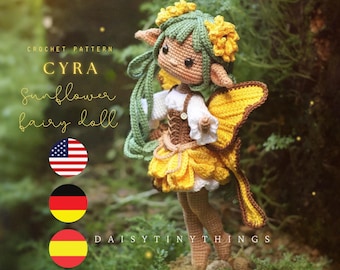 Amigurumi Doll Sunflower Fairy Crochet Pattern (PDF Download)