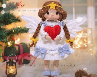 Crochet Angel doll Pattern, Angel with Heart Amigurumi doll (PDF Pattern, US Term)