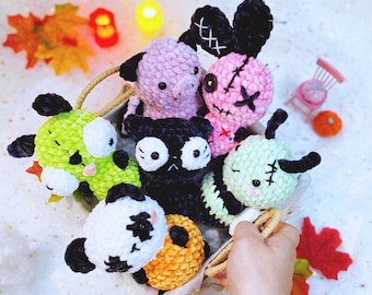 Low sew pattern, Bundle 6 in 1 Spooky Halloween Animals PDF pattern, Alien dog, Piggy Bat, Zombee, Voodoo Bunny, Panda Pumpkin, Witch Cat