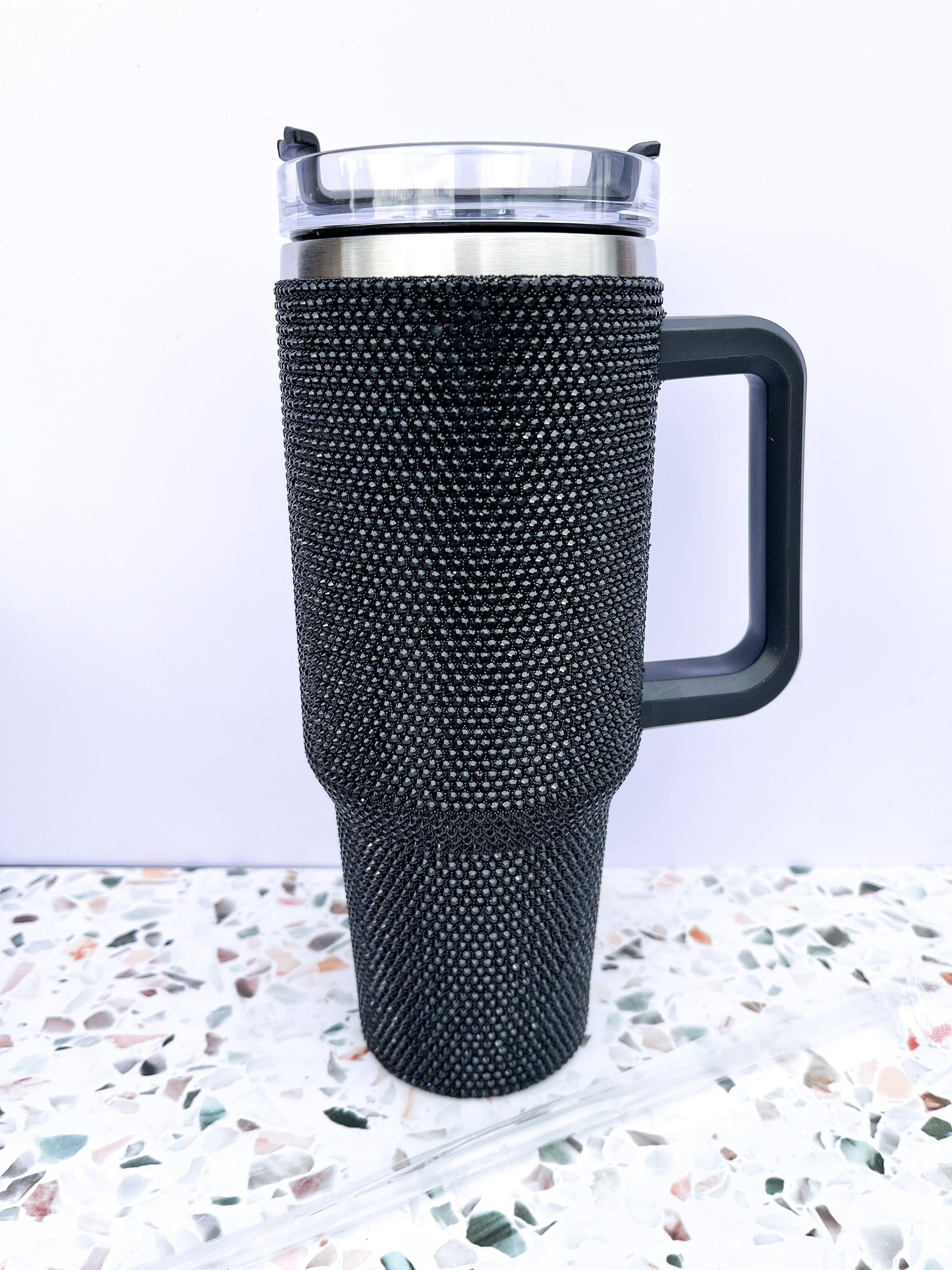 Buyso 40 Oz Bling Tumbler With Handle Rhinestones Tumbler With Lid and  Straw Fix for Car Cup Holder …See more Buyso 40 Oz Bling Tumbler With  Handle