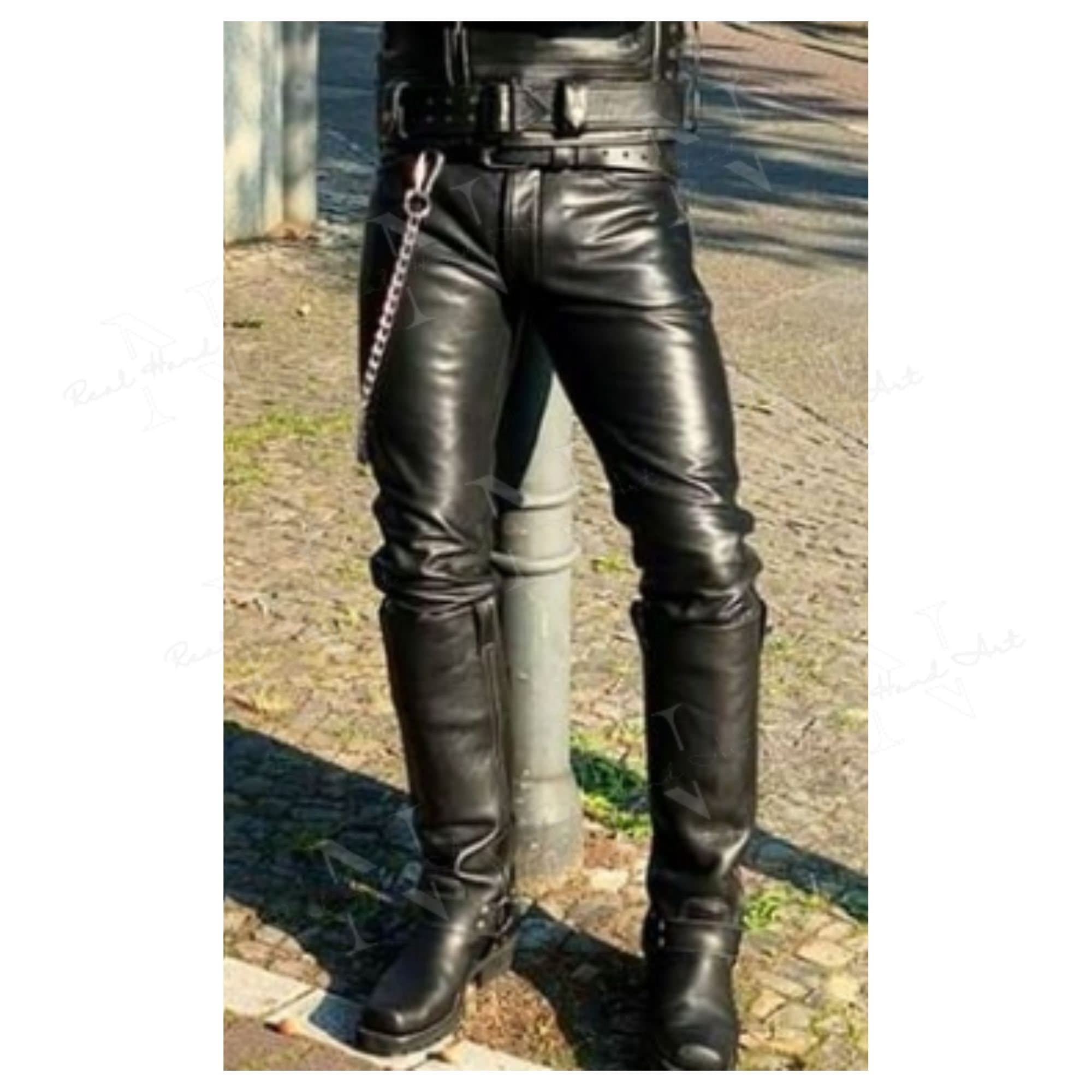 Men's Black Leather Pant Handmade Genuine Etsy