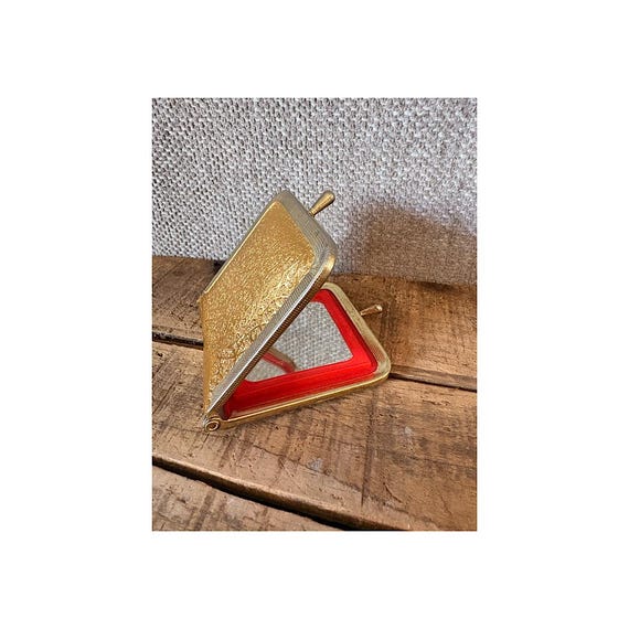 Retro Double Gold Lame Mirror Compact