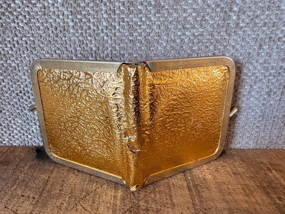 Retro Double Gold Lame Mirror Compact View 5