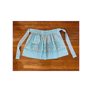 Vintage 1950’s blue and white checked gingham apron