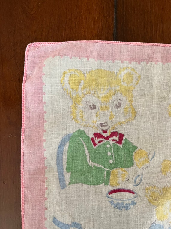 Adorable vintage three little bears handkerchief … - image 3