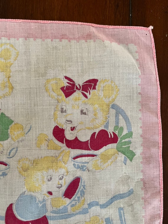Adorable vintage three little bears handkerchief … - image 4