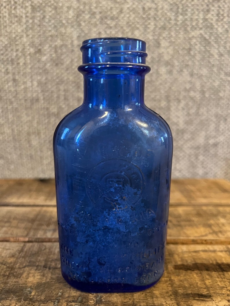 Antique Cobalt Blue Bottles Glass Medicine Etsy