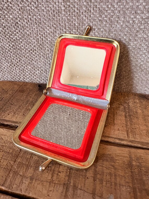 Retro Double Gold Lame Mirror Compact View 6